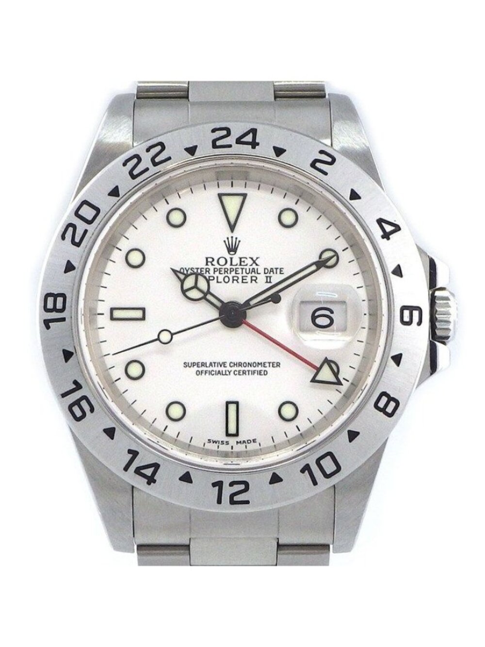 Rolex Watch Explorer II White Dial GMT Date Luminous Hands Index SS Automatic